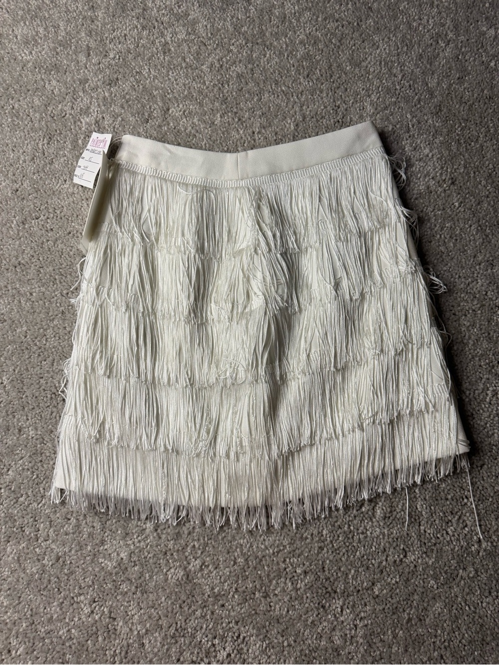 Endless Rose Ivory Fringe Layered Mini Skirt